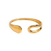 MINIMALIST IRREGULAR OPEN CUFF IN 18K GOLD STEEL_CWAJE4863