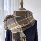 PLAID TASSEL SCARF FOR WOMEN RETRO WINTER WARMTH_CWASC1454