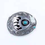 Western Belt Buckle With Turquoise Accents_Cwabe0428