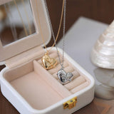 OPEN AND CLOSE HEART PENDANT CLAVICLE NECKLACE_CWMM3904