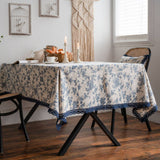 HOME BLUE ROSE PRINT PASTORAL TABLECLOTH_CWMM0943