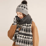 KNITTED GLOVES SCARF HAT WOOL THREE PIECE SET_CWMM2778