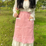 HALF LENGTH LINEN COTTON AND LINEN LACE APRON_CWMM5798
