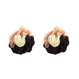 COLORBLOCK FABRIC FLOWER STUD TRENDY EARRINGS_CWMM6182