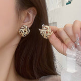 HIGH END VINTAGE GOLD BRAIDED EARRINGS_CWAJE1637