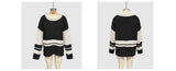 Two-Tone Round-Neck Loose And Versatile Sweater