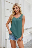 Solid Color V-Neck Sleeveless Pleated Chiffon