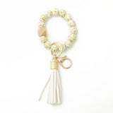 LEOPARD PRINT SILICONE BEAD BRACELET KEYCHAIN_CWMM6874