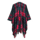 CAPE DOUBLE SIDED PLAID SLIT SHAWL_CWASC1209
