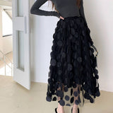 THREE DIMENSIONAL FLORAL TULLE MESH SKIRT_CWBLS0395