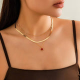 FIVE LEAF GRASS COLORFUL SNAKE BONE CHAIN NECKLACE_CWAJE1162