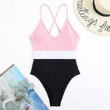 SEXY COLOR BLOCK QUICK DRYING ONE PIECE SWIMSUIT_CWMW0623