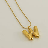 BALLOON STYLE 18K GOLD LETTER PENDANT NECKLACE_CWAJE0691