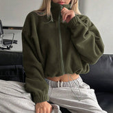 Sports Drawstring Jacket With Stand-Up Collar