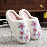 PURPLE LILAC EMBROIDERED COTTON SLIPPERS_CWSHS0873