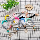 COLORFUL SILICONE BEAD BRACELET KEYCHAIN_CWMM1575