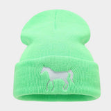 HORSE EMBROIDERY WARM COLD OUTDOOR KNITTED HAT_CWAH2090