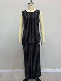 Striped Tank Top Wide Leg Pants Loose Suit