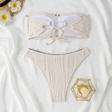 Womens Bandeau Bikini Sexy Solid Color Swimwear