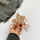 FIVE POINTED STAR HOLLOW CHAIN SQUARE CLUTCH BAG_CWAB3260