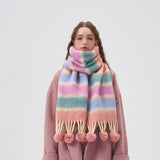 COLOR STRIPE SCARF WARM WINTER COUPLE WRAP_CWASC2302