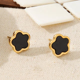 FASHION DOUBLE SIDED FIVE LEAF CLOVER EARRINGS_CWMM3615