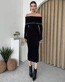 Wooden Ear Edge Color Contrast Sheath Dress