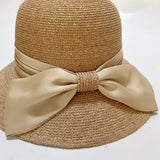 RAFFIA FASHION BOW ROUND TOP STRAW HAT_CWAH3588