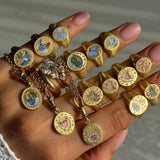 STAINLESS STEEL FASHION PAINTED RHINESTONE RING_CWMM5706