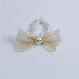 ELEGANT ORGANZA BOW PEARL HAIR TIE FOR WOMEN_CWAHA6885