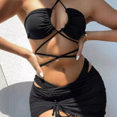 Womens Bikini 3Pcs/Set Sexy Tie Side Swimsuit