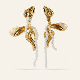 LRREGULAR PETAL PEARL GEOMETRIC EARRINGS_CWAJE5119