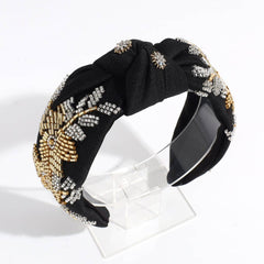 RHINESTONE RICE BEADS KNOTTED WIDE BRIM HEADBAND_CWAHA2209