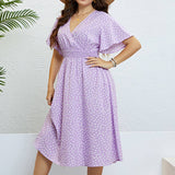 V Neck Polka Dot Loose Oversized Dress_Cwdsd3378