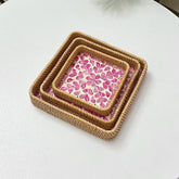 RATTAN COLORFUL SHELL FRUIT TRAY THREE PIECE SET_CWMM4407