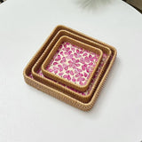 RATTAN COLORFUL SHELL FRUIT TRAY THREE PIECE SET_CWMM4407