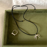 SWEET AND CUTE BOW DRAWSTRING NECKLACE FOR WOMEN_CWAJE3078