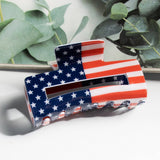 Cwaha1245_4Th Of July Flag 8Cm Rectangular Hair Claw Clip