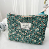 Vintage Corduroy Floral Makeup Bag For Travel_Cwab1215