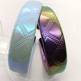 NEW PEARL AB METALLIC DARK GRID PU HEADBAND_CWAHA6336