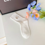 White New Embroidered Simple Middle Socks_Cwms0910