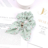 PRINTED METAL BUCKLE BOW HAIR TIE_CWAHA1068