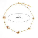 FASHION STEEL DAISY NECKLACE WITH PEARL SET_CWMM8837