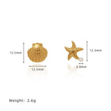 GOLD PLATED OCEAN STAR PEARL ASYMMETRIC EARRINGS_CWAJE5018