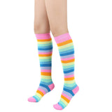 RAINBOW STRIPED MID LENGTH SOCKS KNEE LENGTH SOCKS_CWMS0310
