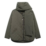 Wear A Scarf And Cotton Suit In A Solid Color