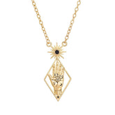 CREATIVE STAINLESS STEEL PALM TOTEM NECKLACE_CWMM5696