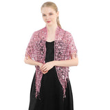 SEQUIN FRINGE TRIANGLE SHAWL BRIDAL PARTY WRAP_CWASC1085