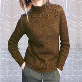 Solid Color Linen Pattern Half Turtleneck Sweater