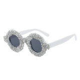FASHIONABLE ROUND DIAMOND STUDDED SMALL SUNGLASSES_CWASG0856